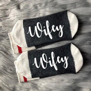 Engagement Gift-Wifey-Bride Gift-Bride Socks-Fiance Gift-Husband Gift-Wife Gift-Wedding Socks-Couple Engagement Gift-Personalized Bride Gift