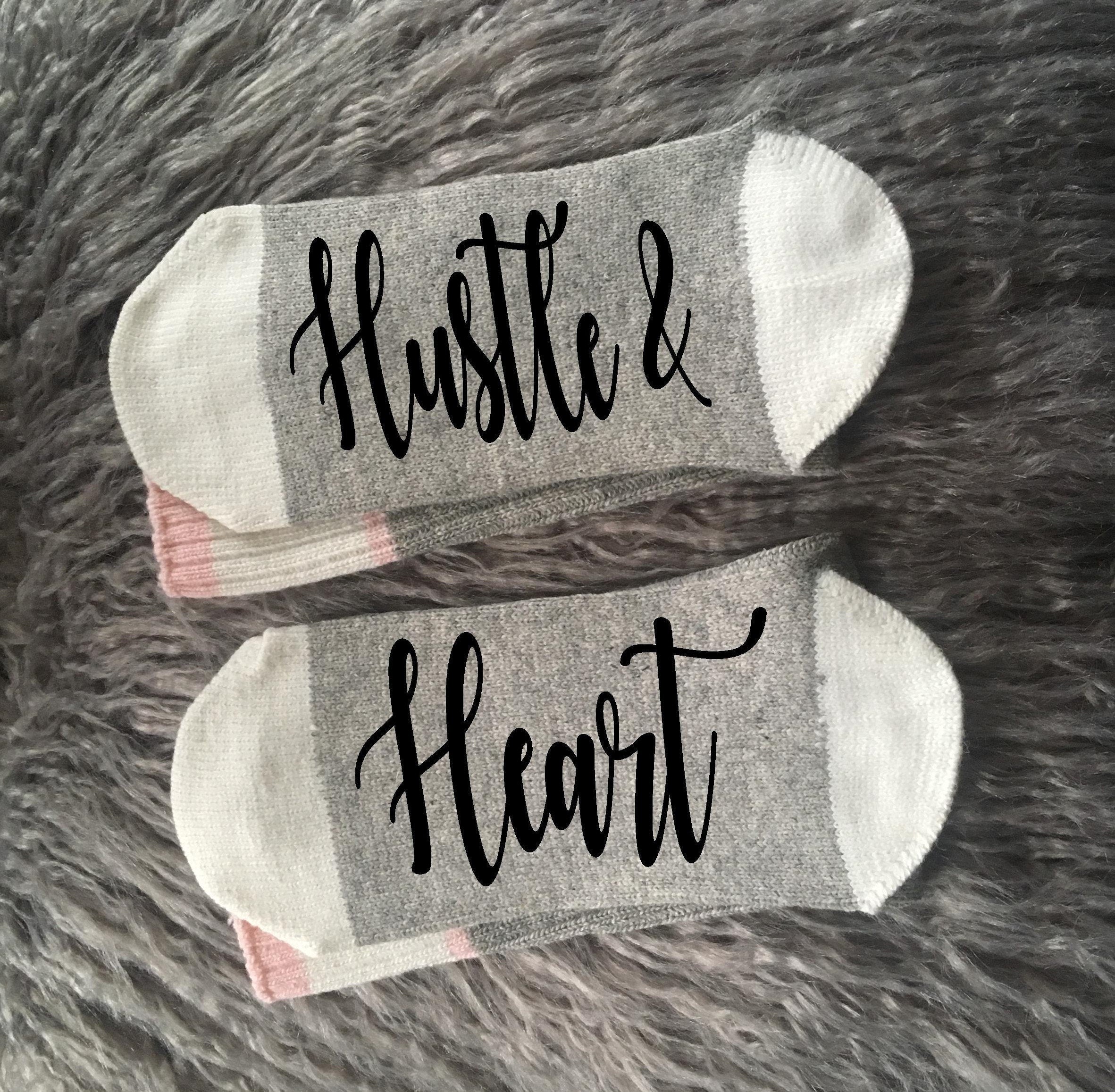 Self Made-Hustle and Heart-Goal Digger-Girl Boss-Motivational Quote-Inspirational Socks-Inspirational Gift-Entrepreneur-Entrepreneur Gift