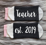 New Teacher-Teacher Graduation Gift-Teacher-Teacher Gifts-Teacher Socks-New Teacher Gift-Gift for Teachers-Teacher Gift Ideas-Teacher est.