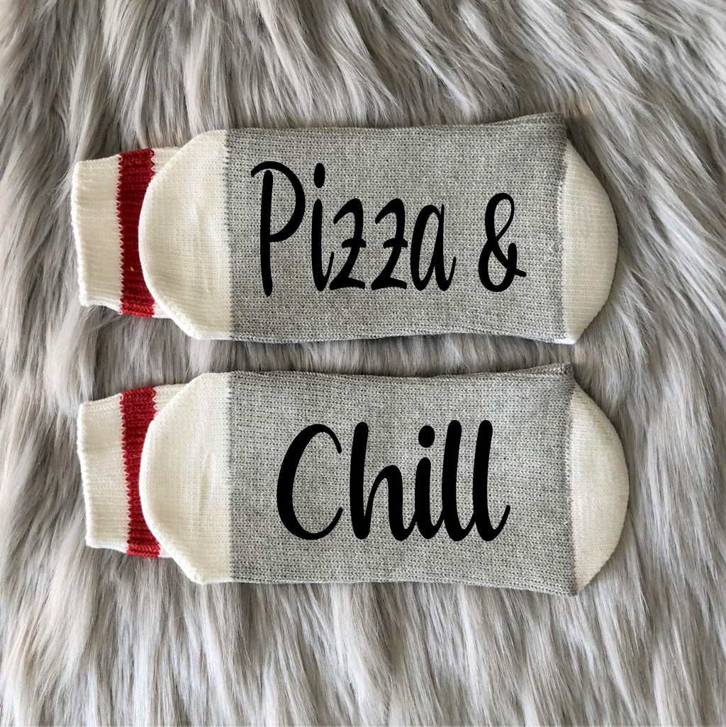 PIzza and Chill-Pizza Socks-Pizza Gifts-Birthday Gift-Mom Gift-Dad Gift-Foodie Gift-Pizza Lover Gift-Boyfriend Gift-Funny Socks-Mens Socks