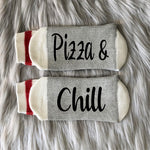 PIzza and Chill-Pizza Socks-Pizza Gifts-Birthday Gift-Mom Gift-Dad Gift-Foodie Gift-Pizza Lover Gift-Boyfriend Gift-Funny Socks-Mens Socks