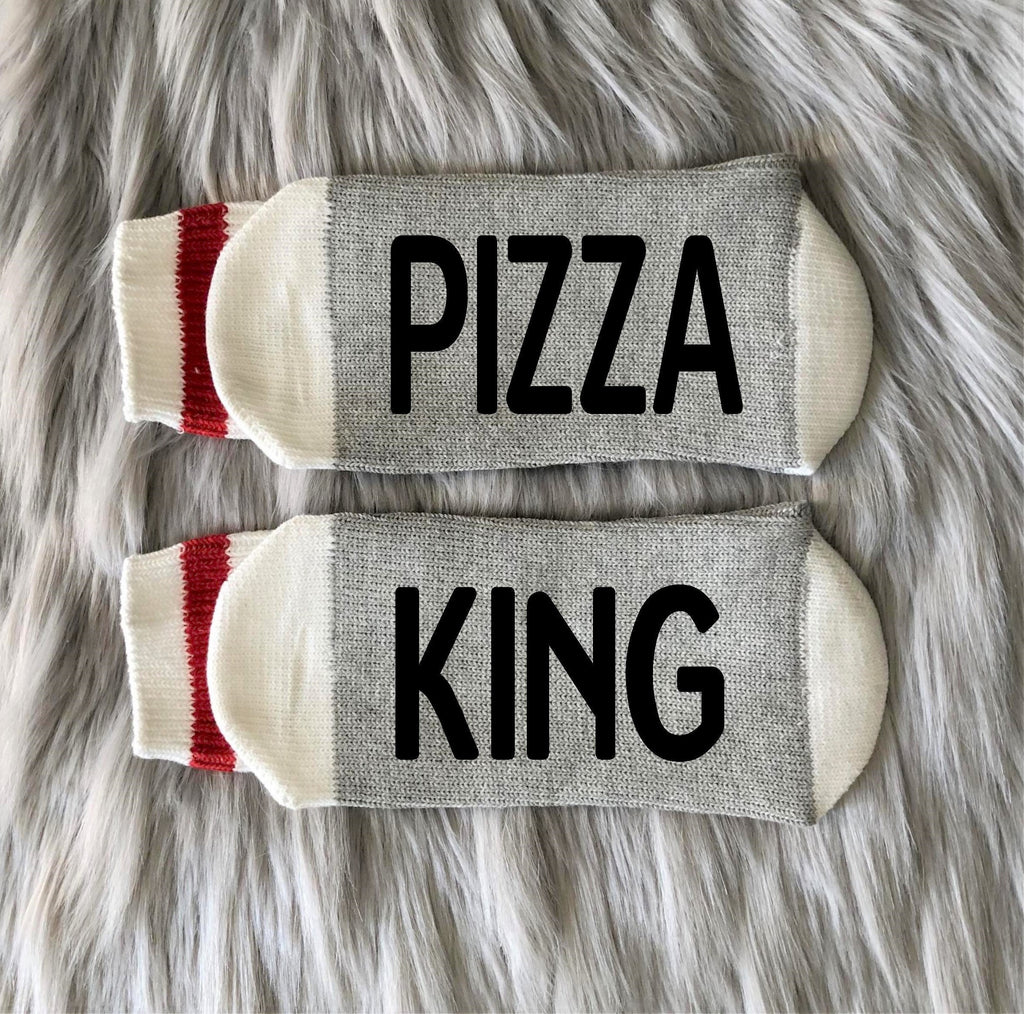 PIzza King-Pizza Socks-Pizza Gifts-Birthday Gift-Mom Gift-Dad Gift-Foodie Gift-Pizza Lover Gift-Boyfriend Gift-Funny Socks-Mens Socks