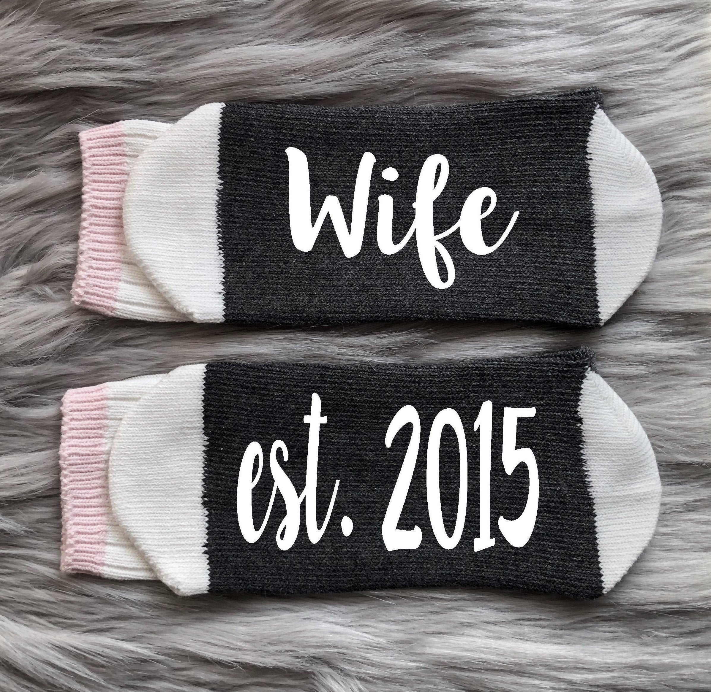 Wife Est.-Custom Socks-Wife Socks-Wife Gifts-Gift for Wife-Wife Birthday Gift-Anniversary Gift-Husband Gift-Couples Gifts-Wife Valentines