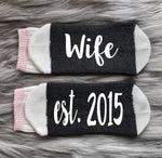 Wife Est.-Custom Socks-Wife Socks-Wife Gifts-Gift for Wife-Wife Birthday Gift-Anniversary Gift-Husband Gift-Couples Gifts-Wife Valentines